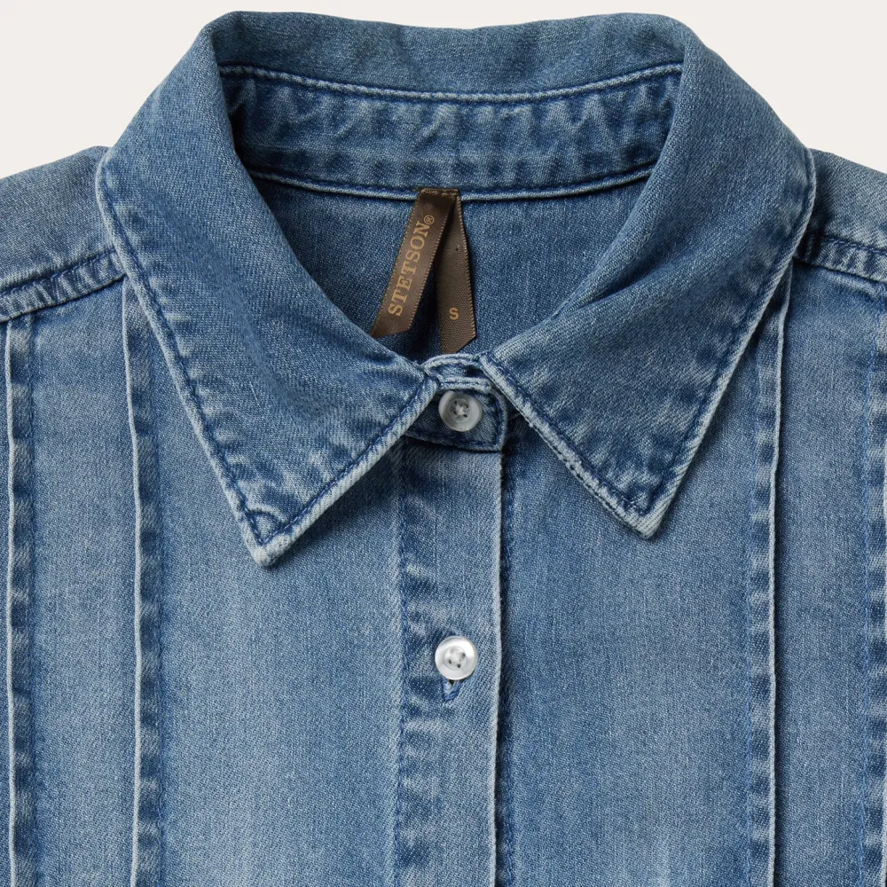 Stetson Denim Button Front Shirt Dress Blue Hot