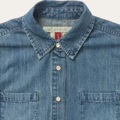 Stetson Denim Snap Front Western Shirt Blue Discount
