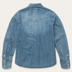 Stetson Denim Snap Front Western Shirt Blue