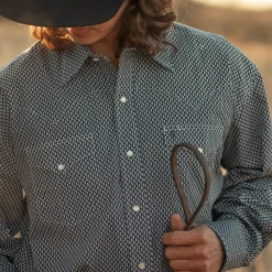 Stetson Diamond Geo Western Shirt Blue New