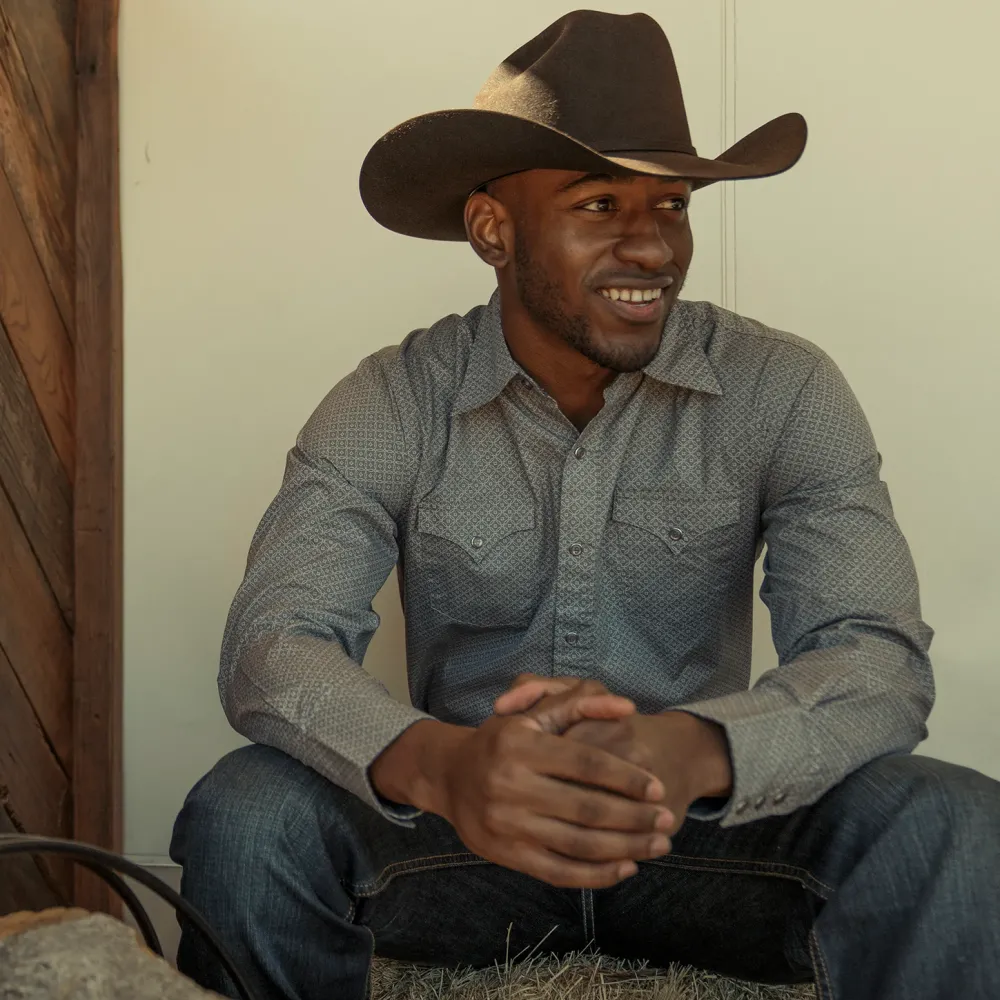 Stetson Diamond Print Western Shirt Grey Best