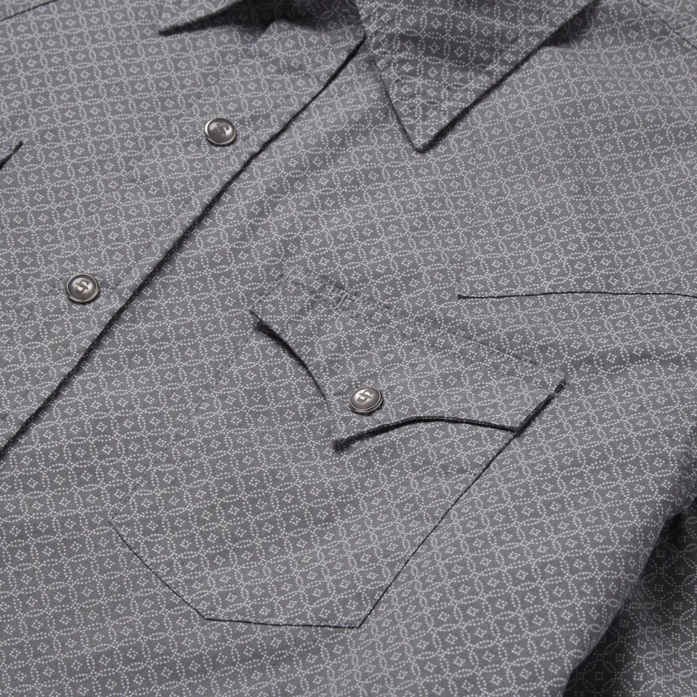 Stetson Diamond Print Western Shirt Grey Best
