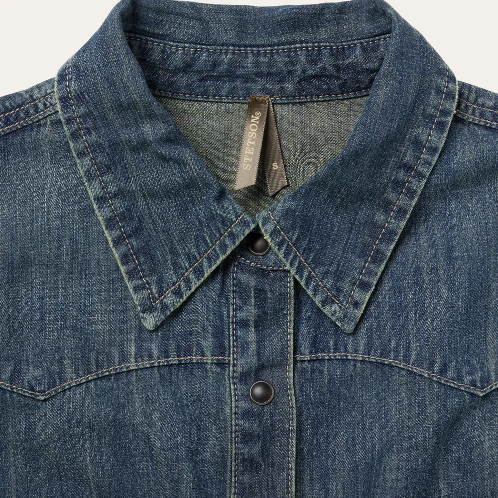 Stetson Dirty Denim Boyfriend Fit Shirt Blue Discount