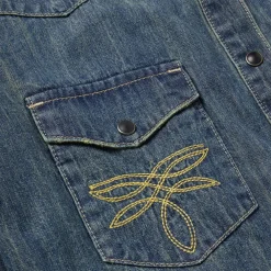 Stetson Dirty Denim Boyfriend Fit Shirt Blue Discount
