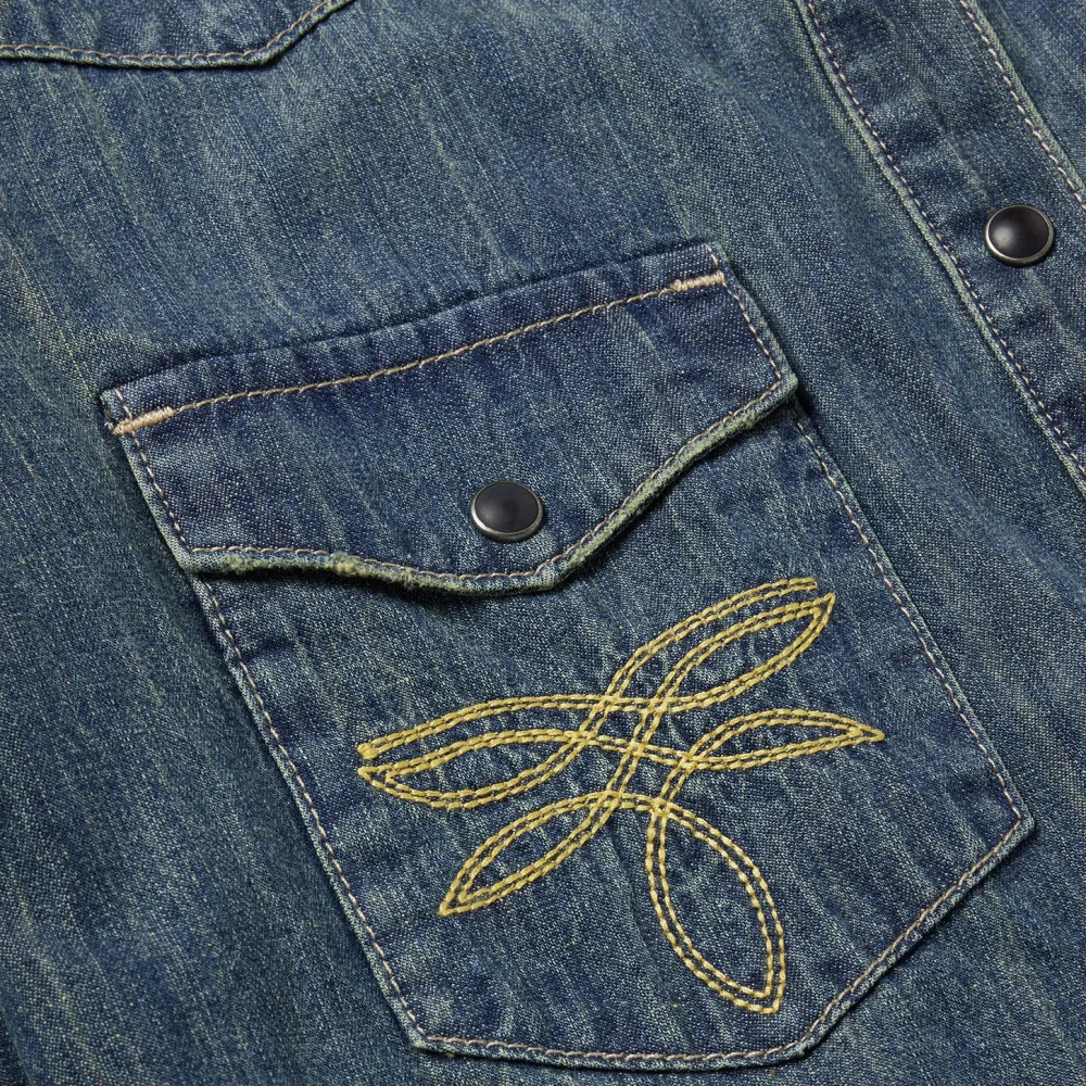 Stetson Dirty Denim Boyfriend Fit Shirt Blue Discount