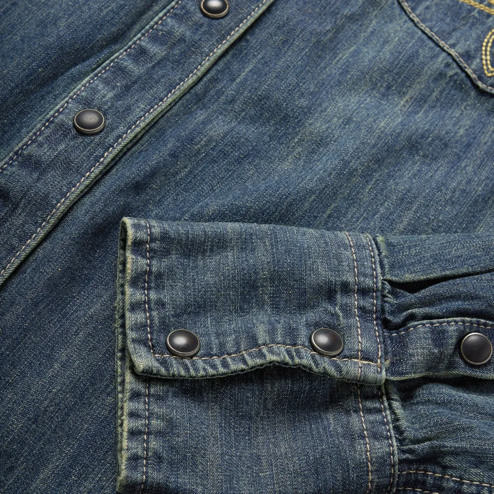 Stetson Dirty Denim Boyfriend Fit Shirt Blue Discount
