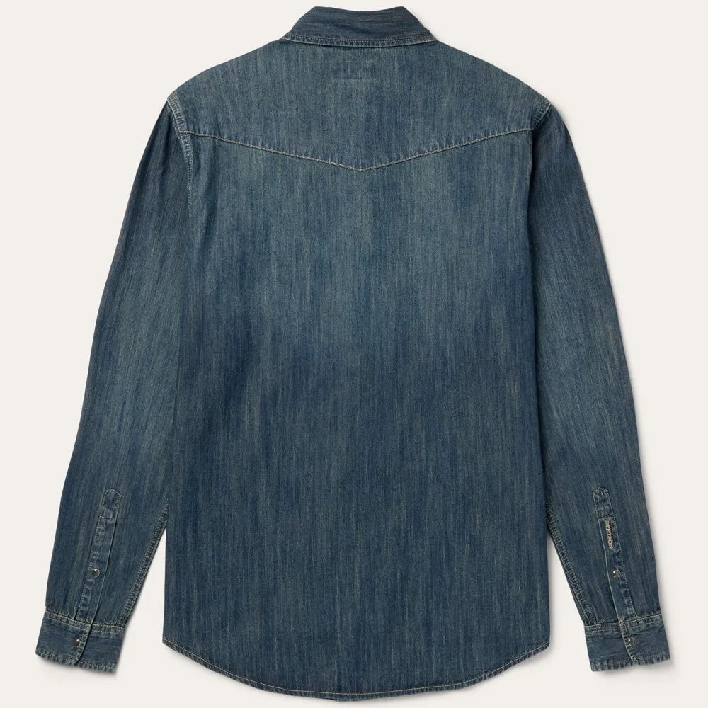 Stetson Dirty Denim Western Shirt Blue Clearance