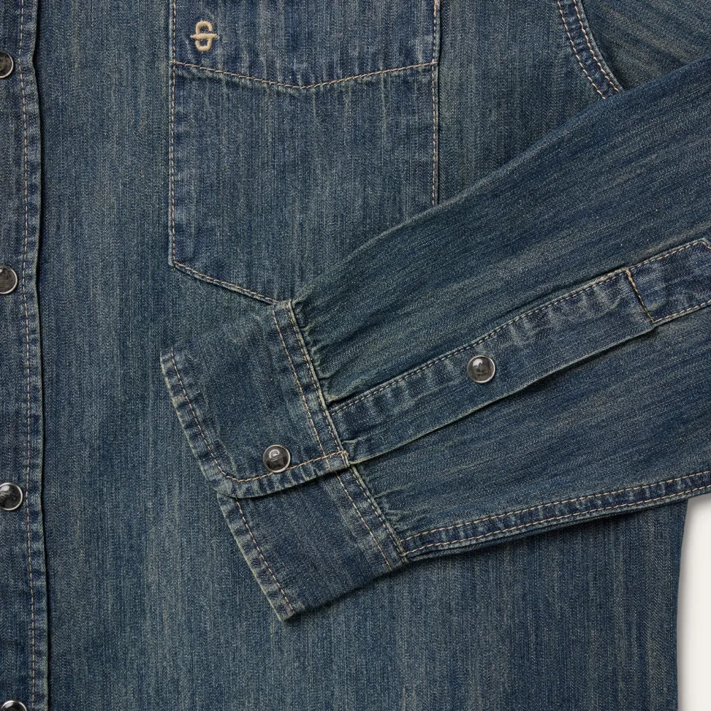 Stetson Dirty Denim Western Shirt Blue Clearance