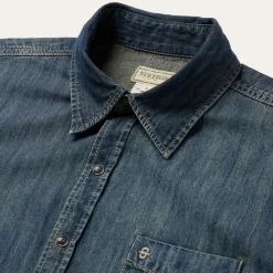 Stetson Dirty Denim Western Shirt Blue New