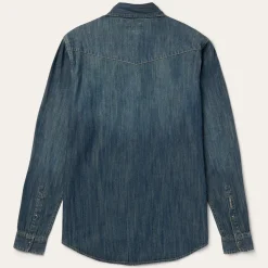 Stetson Dirty Denim Western Shirt Blue New