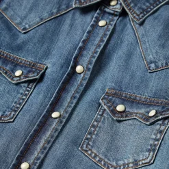 Stetson Distressed Denim Shirt Blue New