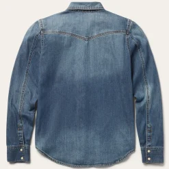 Stetson Distressed Denim Shirt Blue Discount