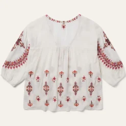 Stetson Dobby Peasant Blouse White Sale