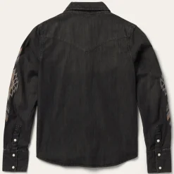 Stetson Embroidered Denim Shirt Black Hot