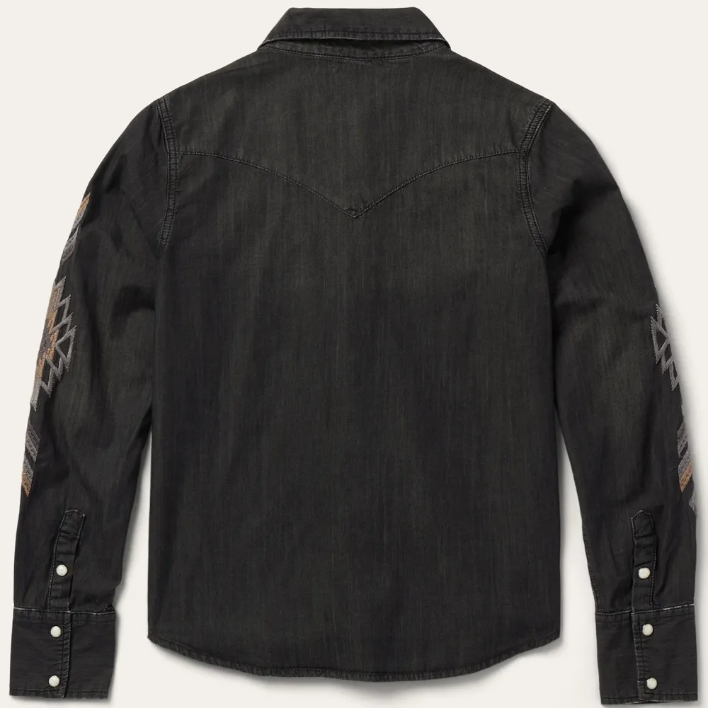 Stetson Embroidered Denim Shirt Black Hot