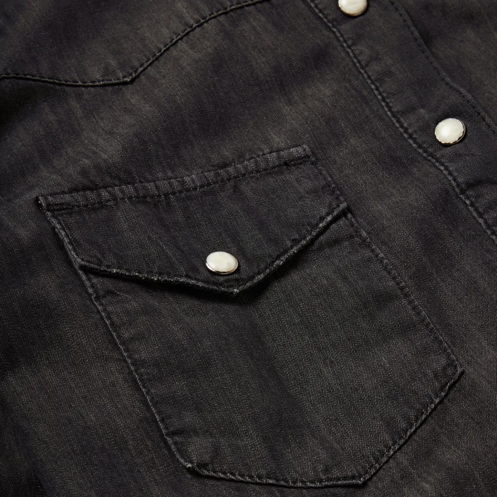 Stetson Embroidered Denim Shirt Black Hot