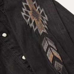 Stetson Embroidered Denim Shirt Black Hot