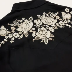 Stetson Embroidered Crepe Western Shirt Black Hot