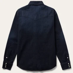 Stetson Embroidered Dark Denim Snap Front Blouse Blue Clearance