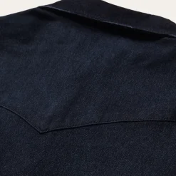 Stetson Embroidered Dark Denim Snap Front Blouse Blue Clearance