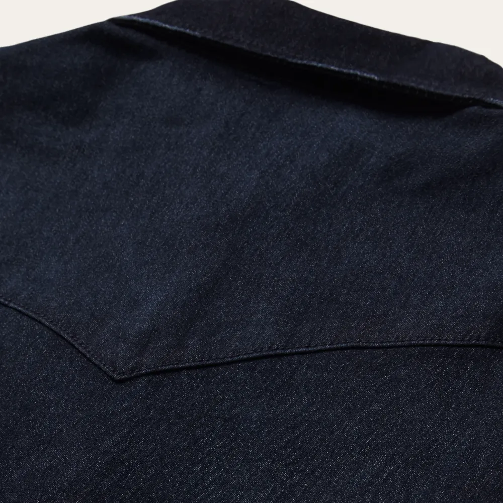 Stetson Embroidered Dark Denim Snap Front Blouse Blue Clearance