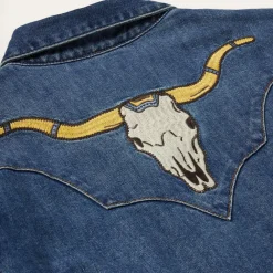 Stetson Embroidered Dark Denim Western Shirt Blue Best