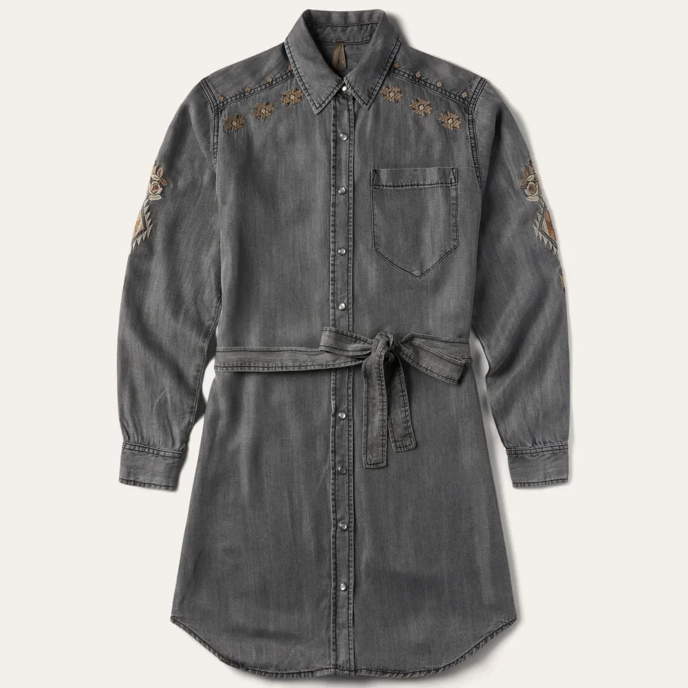 Stetson Embroidered Snap Front Shirt Dress Black Online
