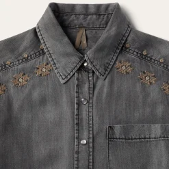 Stetson Embroidered Snap Front Shirt Dress Black Online