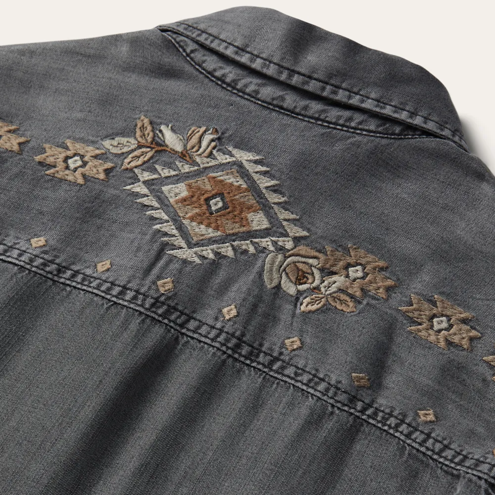 Stetson Embroidered Snap Front Shirt Dress Black Online
