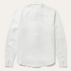 Stetson Embroidered Tonal Stripe Linen Blouse White Outlet