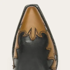 Stetson Faye Cowgirl  Horse Underlay Leather Boot Black