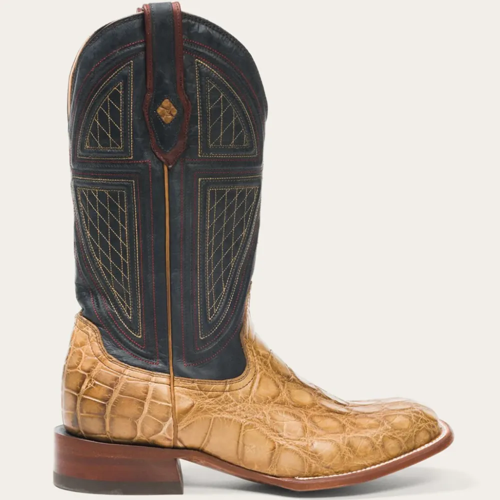 Stetson Flaxville Honey Alligator Vamp Blue 13"Shaft Tan Discount