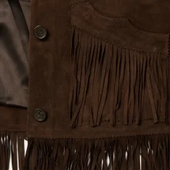 Stetson Fringe Suede Jacket Chocolate Clearance