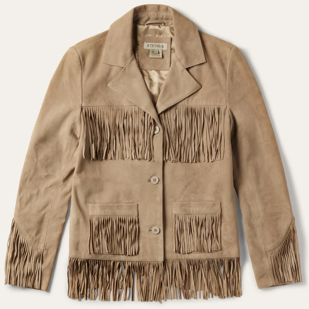 Stetson Fringe Suede Jacket Light Tan New