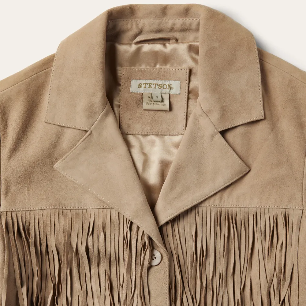 Stetson Fringe Suede Jacket Light Tan New