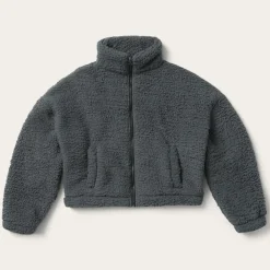 Stetson Fuzzy Teddy Bear Fleece Jacket Grey New