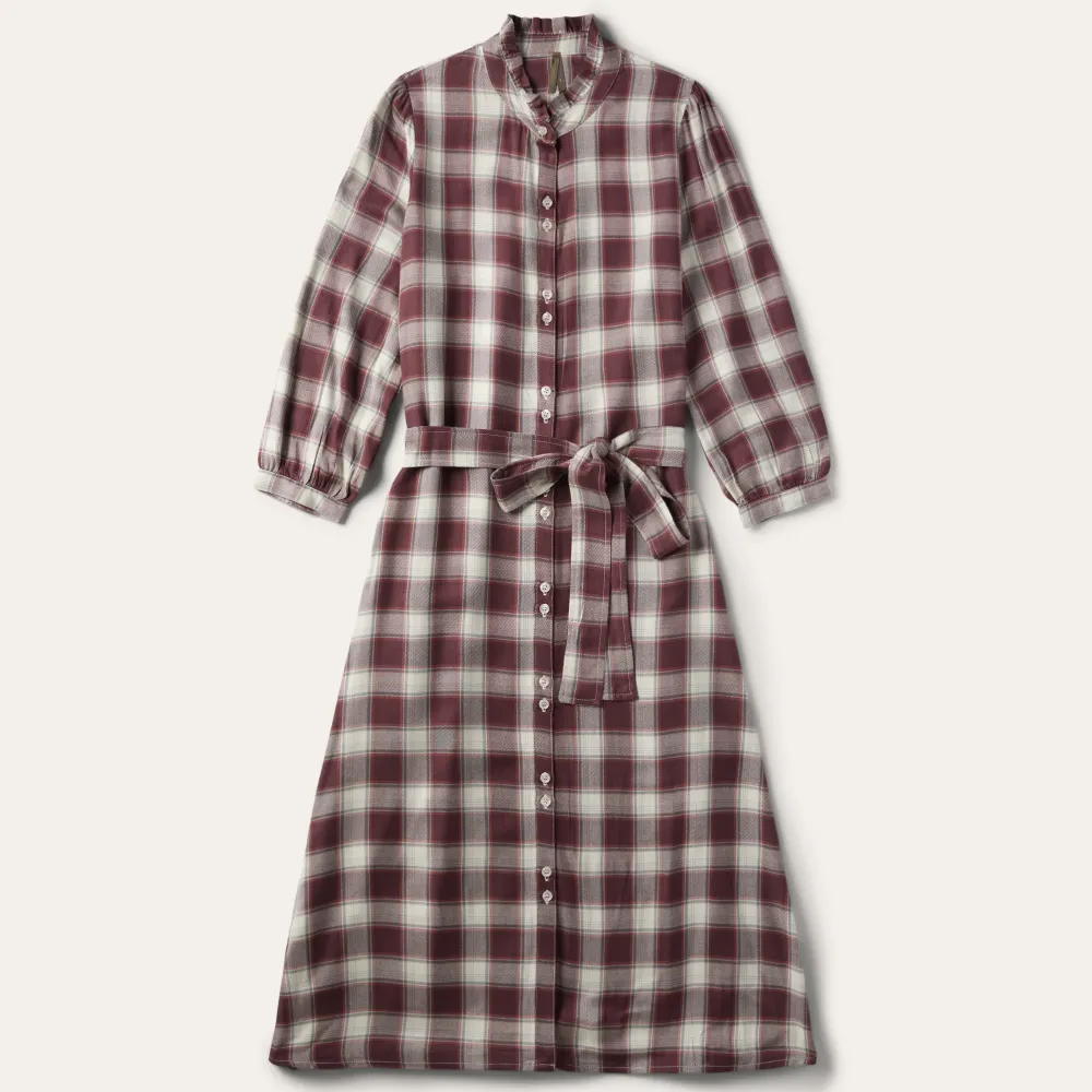 Stetson Gaucho Plaid Prairie Shirt Dress Wine Outlet