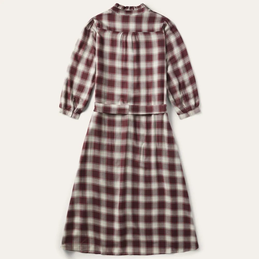 Stetson Gaucho Plaid Prairie Shirt Dress Wine Outlet