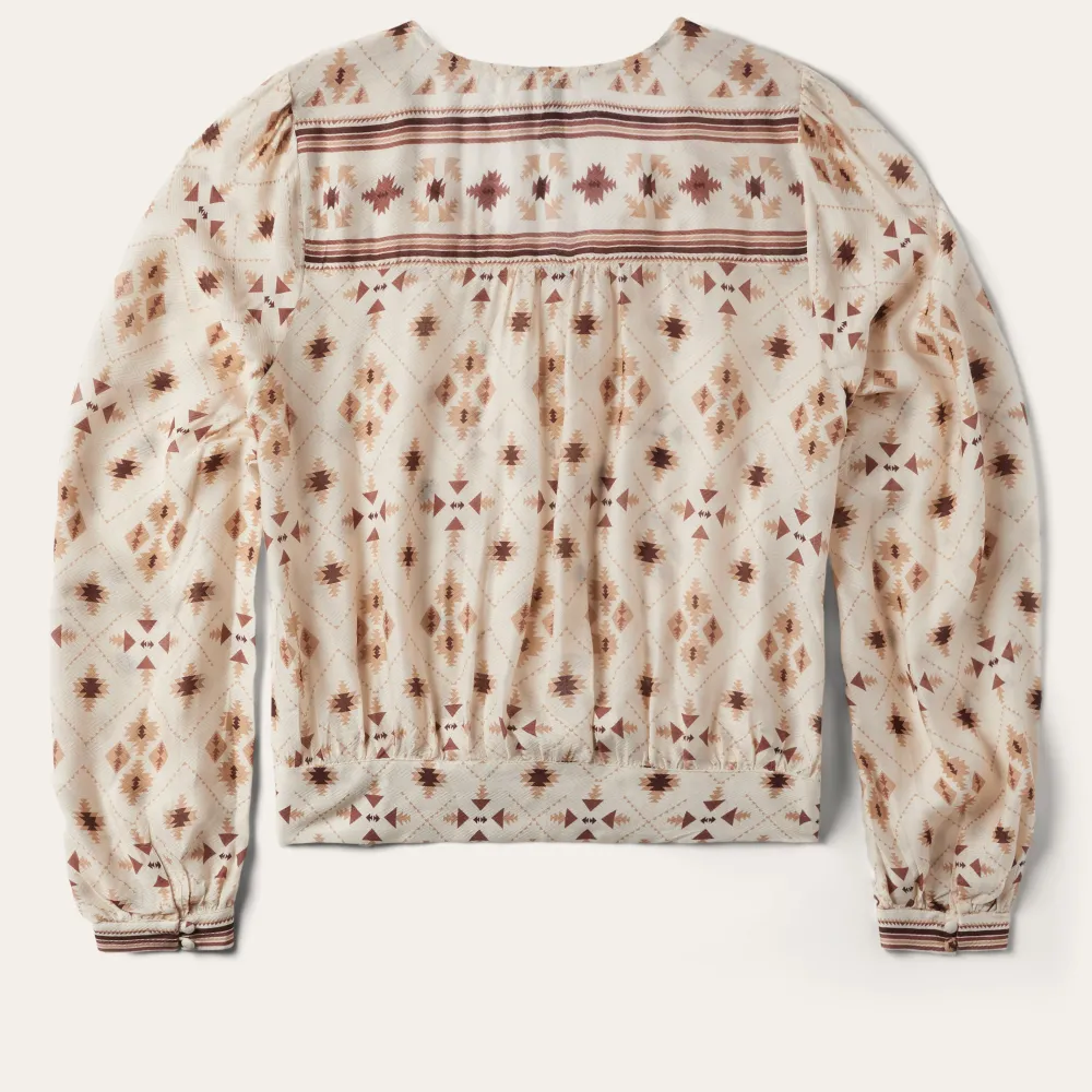 Stetson Gaucho Print Herringbone Blouse White Sale