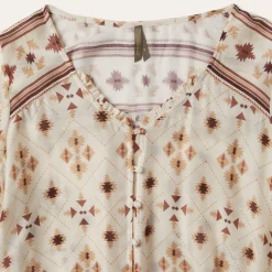 Stetson Gaucho Print Herringbone Blouse White Sale