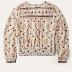 Stetson Gaucho Print Herringbone Blouse White Clearance