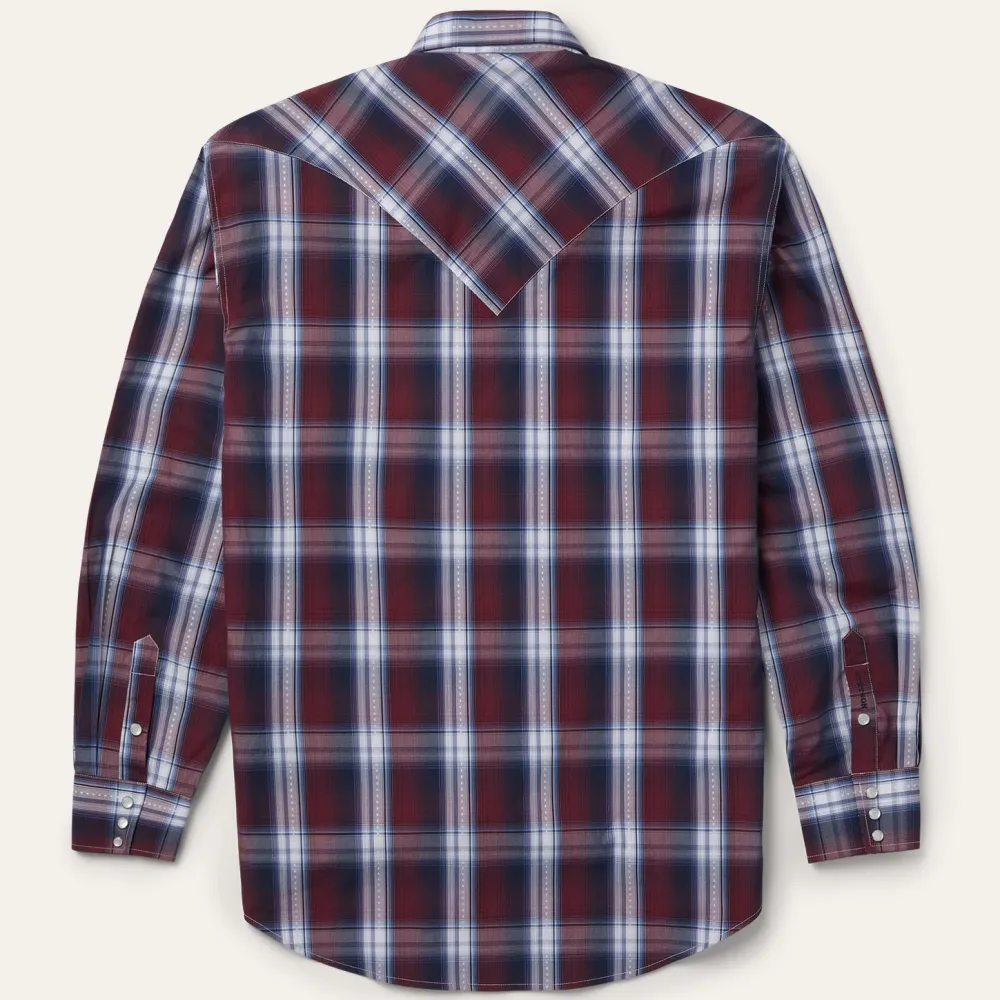 Stetson Good Luck Plaid Western Shirt Wine Discount