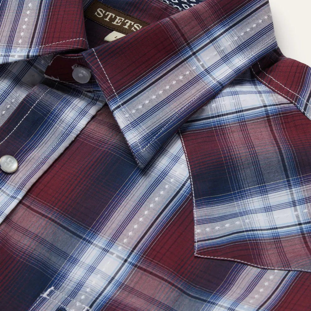 Stetson Good Luck Plaid Western Shirt Wine Discount