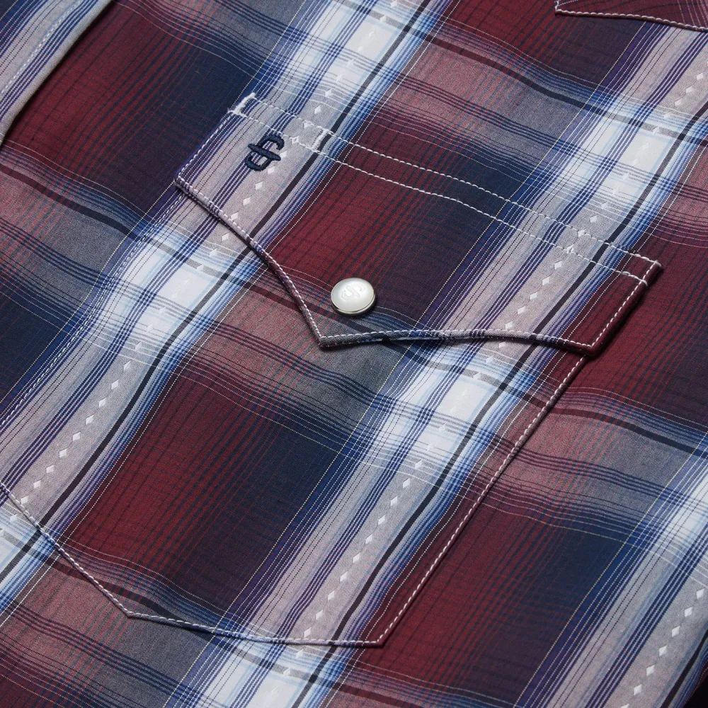 Stetson Good Luck Plaid Western Shirt Wine Discount