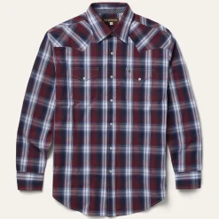 Stetson Good Luck Plaid Western Shirt Wine Sale
