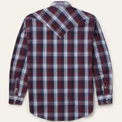 Stetson Good Luck Plaid Western Shirt Wine Sale