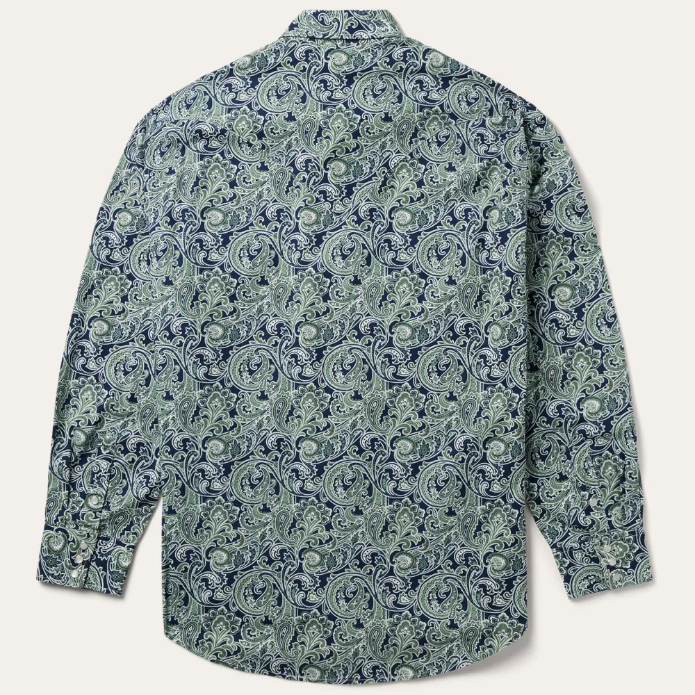 Stetson Greenspring Paisley Print Western Shirt Blue Online