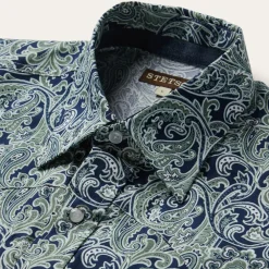 Stetson Greenspring Paisley Print Western Shirt Blue Online