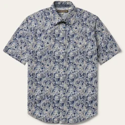 Stetson Greenspring Paisley Short Sleeve Western Shirt Blue