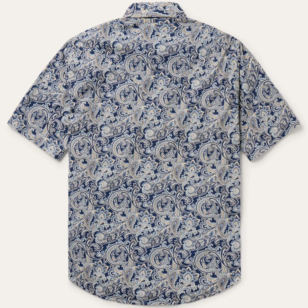 Stetson Greenspring Paisley Short Sleeve Western Shirt Blue
